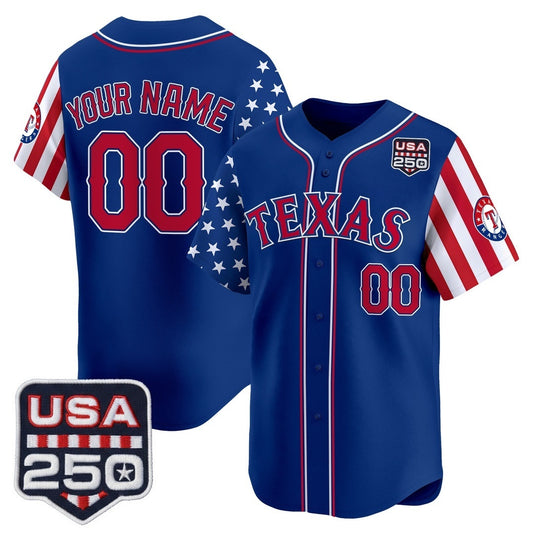 Custom Texas Rangers America 250 Edition Vapor Premier Limited Royal RONA Stitched Jerseys