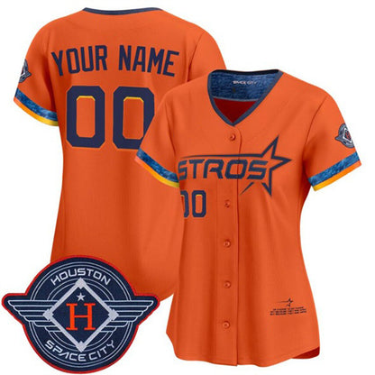Custom Houston Astros Active Player Orange RONA 2025 City Connect Limited Stitched Jersey