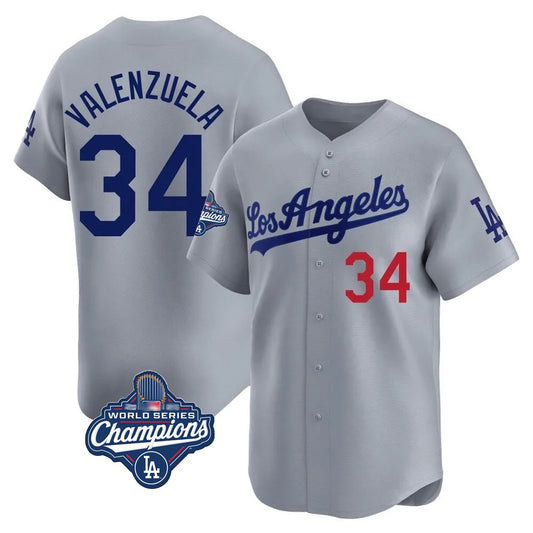 Los Angeles Dodgers #34 Fernando Valenzuela Player Gray RONA World Series Meet Limited Home Stitched Jerseys
