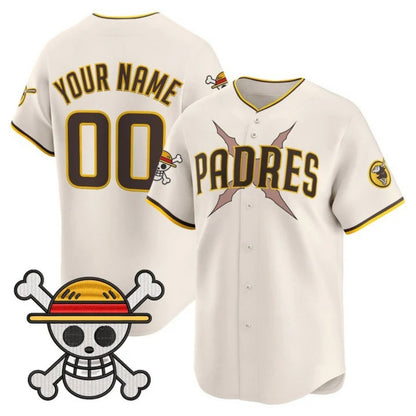 Custom San Diego Padres x One Piece Cream RONA Vapor Premier Limited Jersey - Stitched