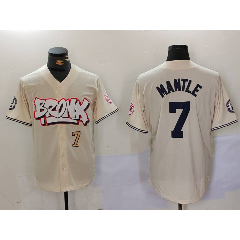New York Yankees #7 Mickey Mantle Cream RONA Limited Stitched Jerseys