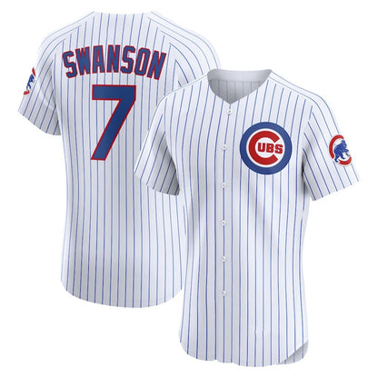Chicago Cubs #7 Dansby Swanson White RONA Home Elite Jersey