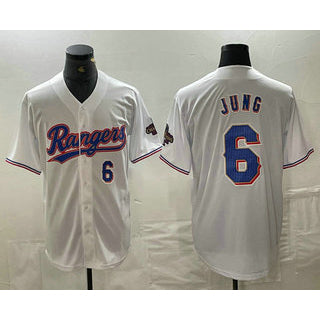 Texas Rangers #6 Josh Jung Number White RONA 2024 Gold Collection Limited Cool Base Jersey
