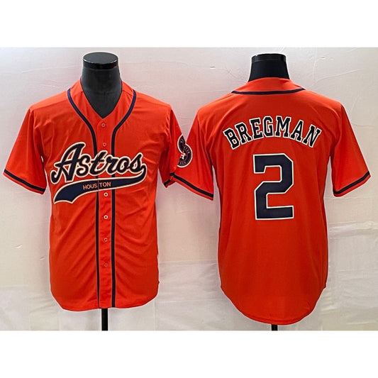 Houston Astros #2 Alex Bregman Orange RONA With Patch Cool Base Stitched Jersey