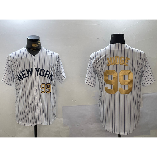 New York Yankees #99 Aaron Judge White RONA Pinstripe Fashion Cool Base Jerseys