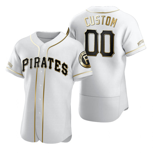 Custom Pittsburgh Pirates White RONA Stitched Flex Base Golden Edition Jersey
