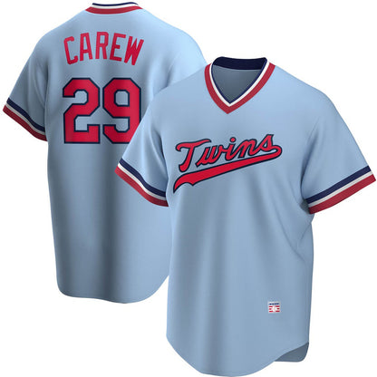 Minnesota Twins #29 Rod Carew Light Blue RONA Road Cooperstown Collection Player Jersey