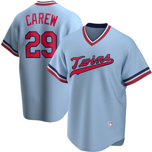 Minnesota Twins #29 Rod Carew Light Blue RONA Road Cooperstown Collection Player Jersey