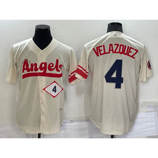 Los Angeles Angels #4 Andrew Velazquez Number Cream RONA 2022 City Connect Cool Base Stitched Jersey