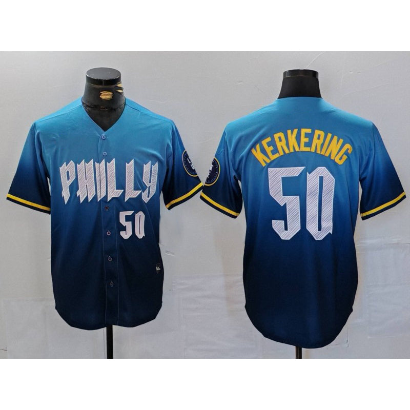 Philadelphia Phillies #50 Orion Kerkering Number Blue RONA 2024 City Connect Limited Stitched Jersey