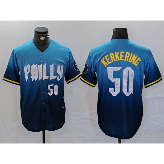 Philadelphia Phillies #50 Orion Kerkering Number Blue RONA 2024 City Connect Limited Stitched Jersey