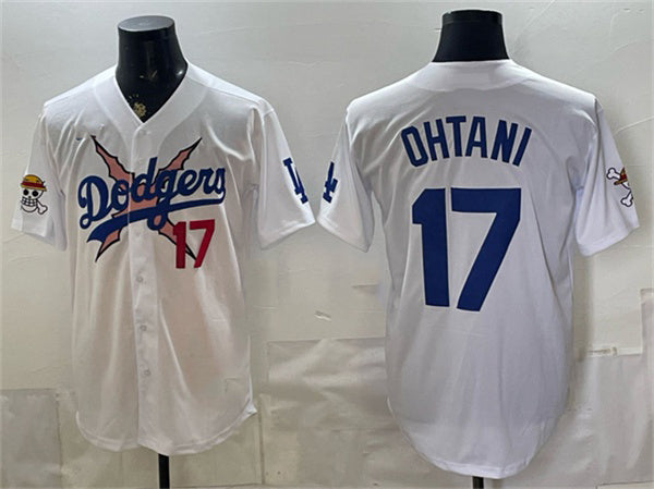 Los Angeles Dodgers x One Piece #17 Shohei Ohtani White RONA Vapor Premier Limited Stitched Jersey