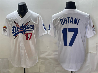 Los Angeles Dodgers x One Piece #17 Shohei Ohtani White RONA Vapor Premier Limited Stitched Jersey