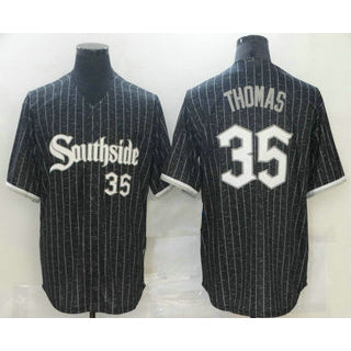 Chicago White Sox #35 Frank Thomas Black RONA With Small Number 2021 City Connect Stitched Cool Base Jersey