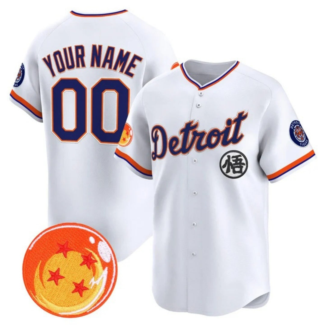 Custom Detroit Tigers x Dragon Ball White RONA Vapor Premier Limited Jersey - All Stitched