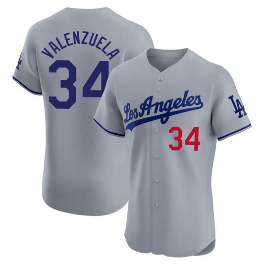 Los Angeles Dodgers #34 Fernando Valenzuela Player Gray RONA Limited Elite Home Stitched Jerseys