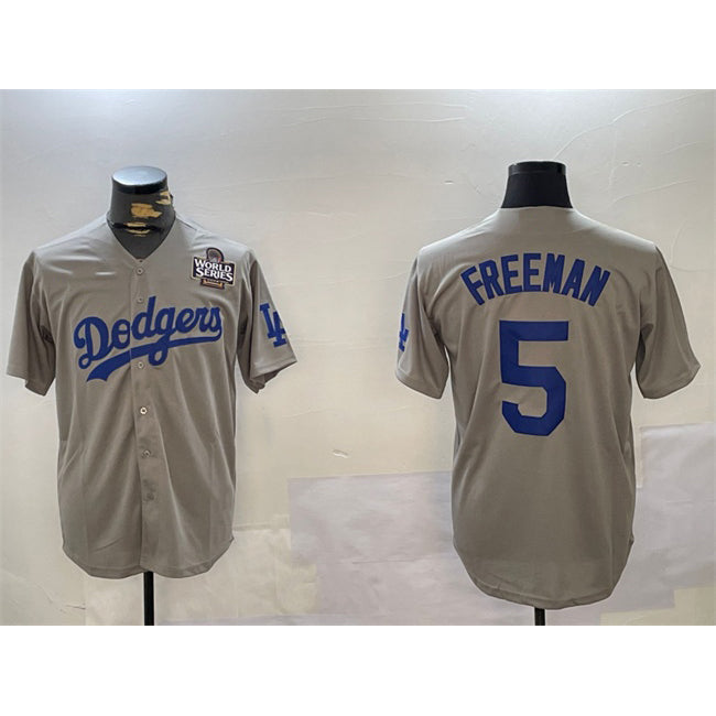 Los Angeles Dodgers #5 Freddie Freeman Grey RONA 2024 World Series Cool Base Stitched Jersey