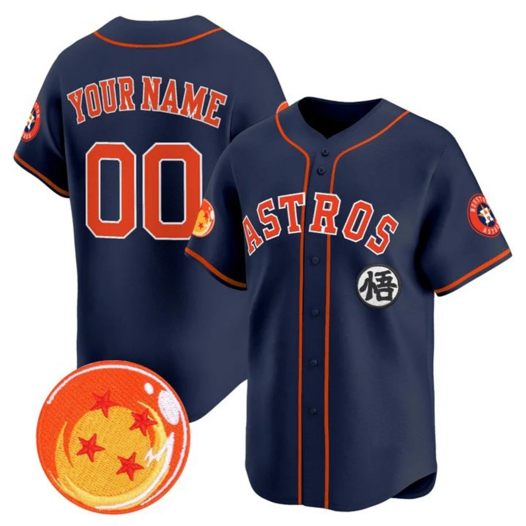 Custom Houston Astros x Dragon Ball Navy RONA Vapor Premier Limited Jersey - All Stitched