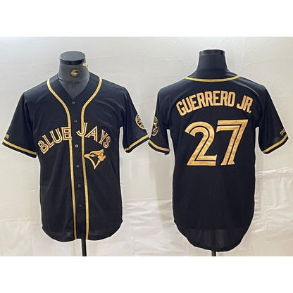 Toronto Blue Jays #27 Vladimir Guerrero Jr Black Gold RONA Cool Base Stitched Jersey