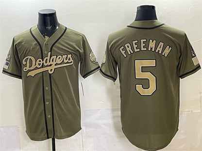 Los Angeles Dodgers #5 Freddie Freeman Olive RONA 2026 Armed Forces Day Stitched Jersey