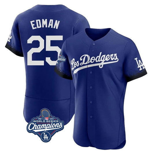 Los Angeles Dodgers #25 Tommy Edman Player Royal RONA World Series Meet City Connect Elite Home Stitched Jerseys
