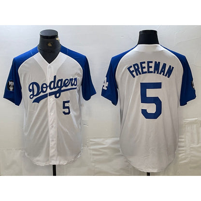 Los Angeles Dodgers #5 Freddie Freeman Number White Blue RONA Fashion Stitched Cool Base Limited Jersey 2