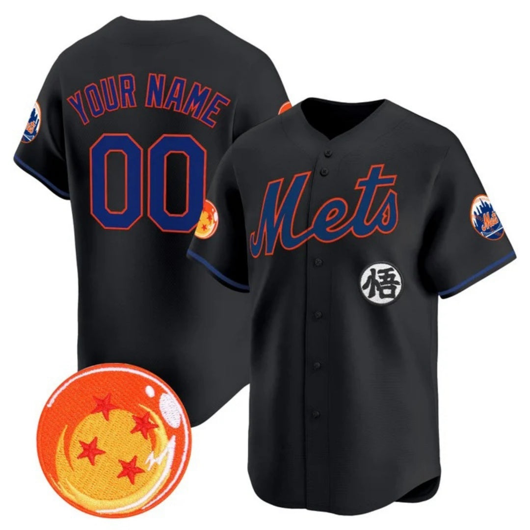 Custom New York Mets x Dragon Ball Black RONA Vapor Premier Limited Jersey - All Stitched