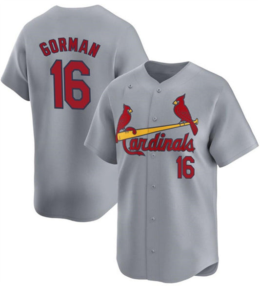 St. Louis Cardinals #16 Nolan Gorman Gray RONA 2024 Away Limited Stitched Jersey
