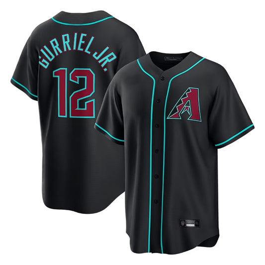 Arizona Diamondbacks #12 Lourdes Gurriel Jr Player Black RONA Fashion Out Home Game Stitched Jerseys