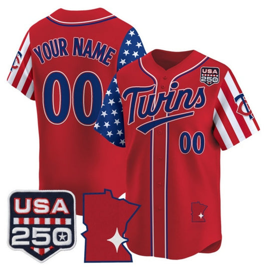 Custom Minnesota Twins America 250 Edition Vapor Premier Limited Red RONA Stitched Jerseys