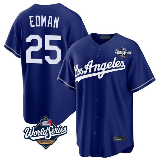 Los Angeles Dodgers #25 Tommy Edman Player Royal RONA World Series Game Stitched Jerseys