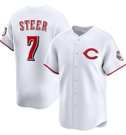 Cincinnati Reds #7 Spencer Steer White RONA 2025 Home Limited Stitched Jersey