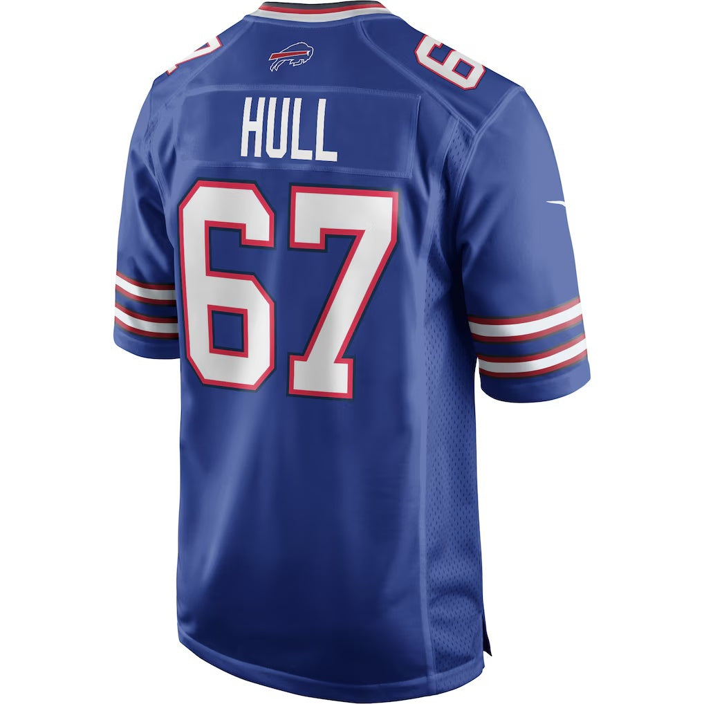 B.Bills #67 Kent Hull Royal RONA Game Retired Player Jersey