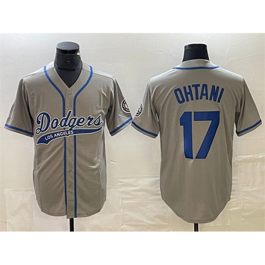 Los Angeles Dodgers #17 Shohei Ohtani Gray RONA Cool Base With Patch Stitched Jersey