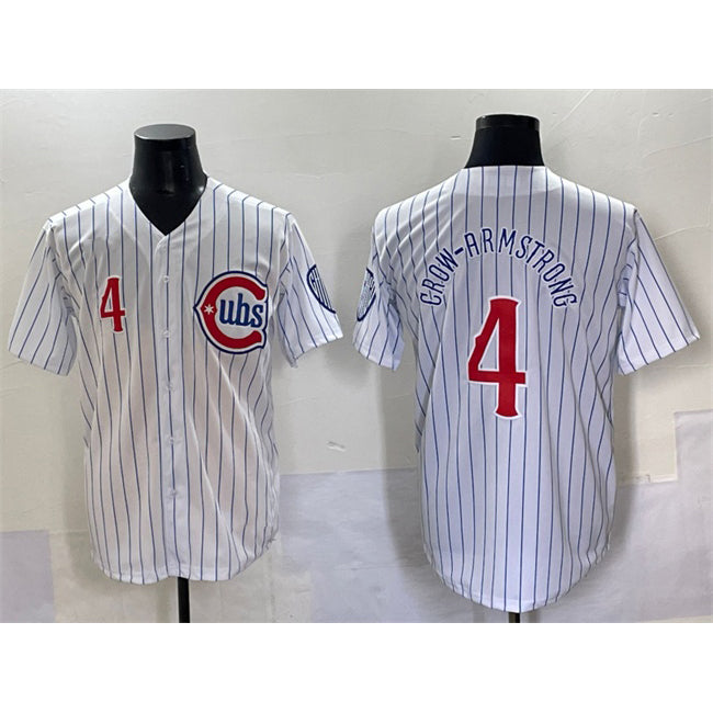 Chicago Cubs #4 Pete Crow-Armstrong White RONA Pinstripe 2nd Alternate Limited Stitched Jersey