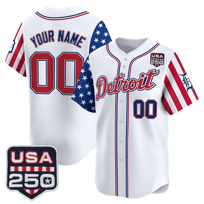 Custom Detroit Tigers America 250 Edition Vapor Premier Limited White RONA Stitched Jerseys