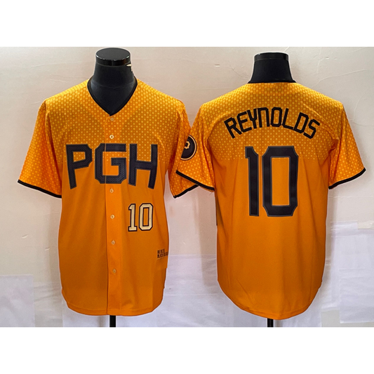 Pittsburgh Pirates #10 Bryan Reynolds Number Gold RONA 2023 City Connect Stitched Jersey