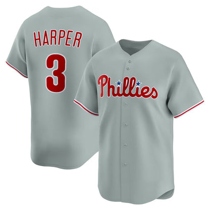 Philadelphia Phillies #3 Bryce Harper Gray RONA Road Limited Player Jersey