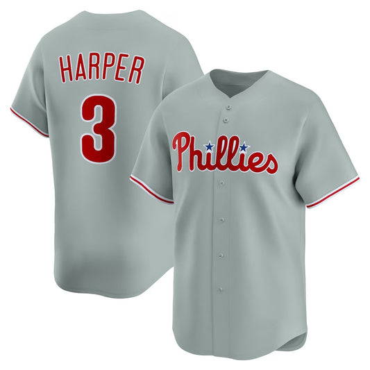 Philadelphia Phillies #3 Bryce Harper Gray RONA Road Limited Player Jersey