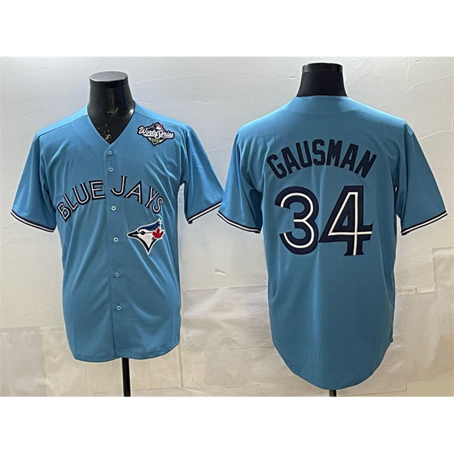 Toronto Blue Jays #34 Kevin Gausman Blue RONA 2025 World Series Cool Base Stitched Jersey