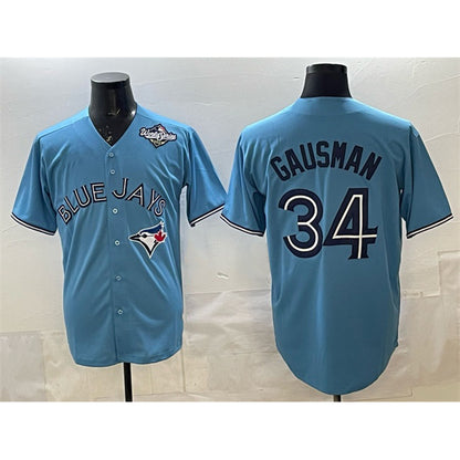Toronto Blue Jays #34 Kevin Gausman Blue RONA 2025 World Series Cool Base Stitched Jersey