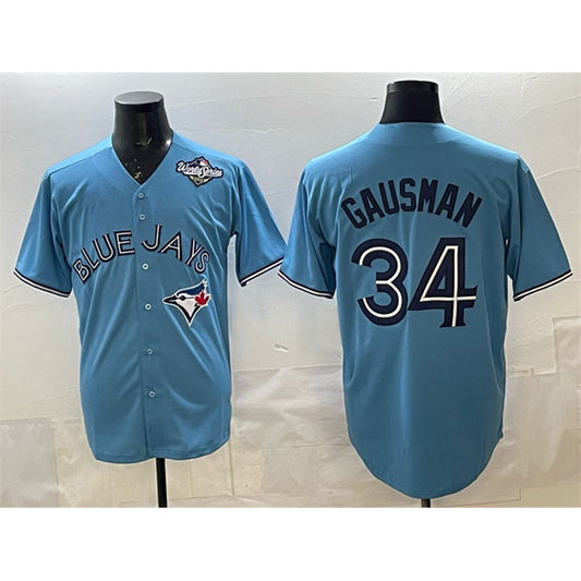 Toronto Blue Jays #34 Kevin Gausman Blue RONA 2025 World Series Cool Base Stitched Jersey