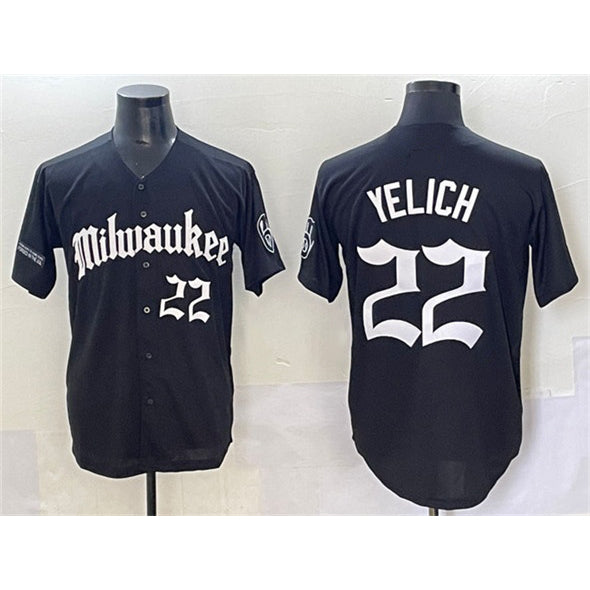 Milwaukee Brewers #22 Christian Yelich Black RONA 'Gothic 414 Shadows Edition' Vapor Premier Limited Stitched Jersey