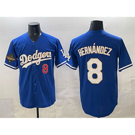 Los Angeles Dodgers #8 Enrique Hern¨¢ndez Royal RONA 2025 World Series Champions Patch Limited Stitched Jersey