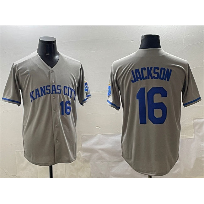 Kansas City Royals #16 Bo Jackson Gray RONA 2024 Away Limited Stitched Jersey