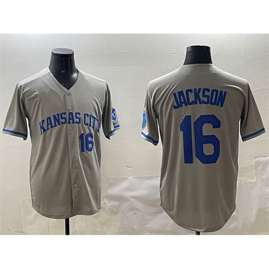 Kansas City Royals #16 Bo Jackson Gray RONA 2024 Away Limited Stitched Jersey