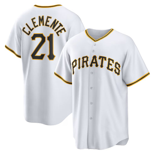 Pittsburgh Pirates #21 Roberto Clemente White RONA Home Replica Player Name Jersey