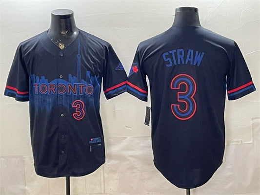 Toronto Blue Jays #3 Myles Straw Navy RONA 2024 City Connect Limited Stitched Jersey