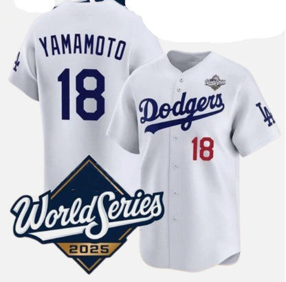 Los Angeles Dodgers #18 Yoshinobu Yamamoto White RONA 2025 World Series Home Limited Stitched Jersey