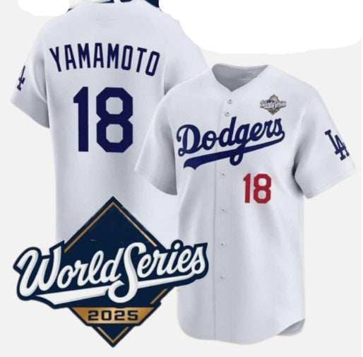 Los Angeles Dodgers #18 Yoshinobu Yamamoto White RONA 2025 World Series Home Limited Stitched Jersey